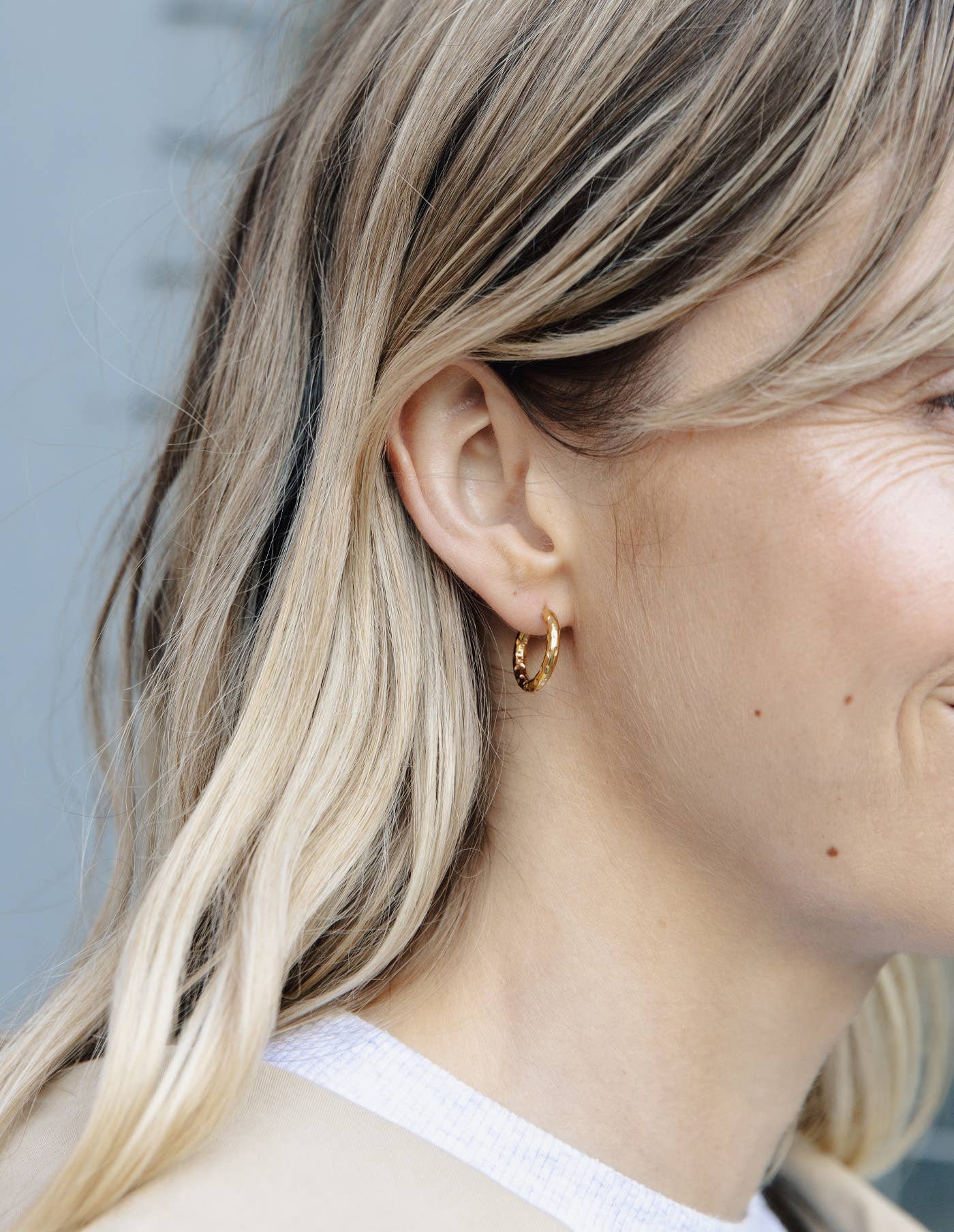 Gold Hammered Hoop Earrings