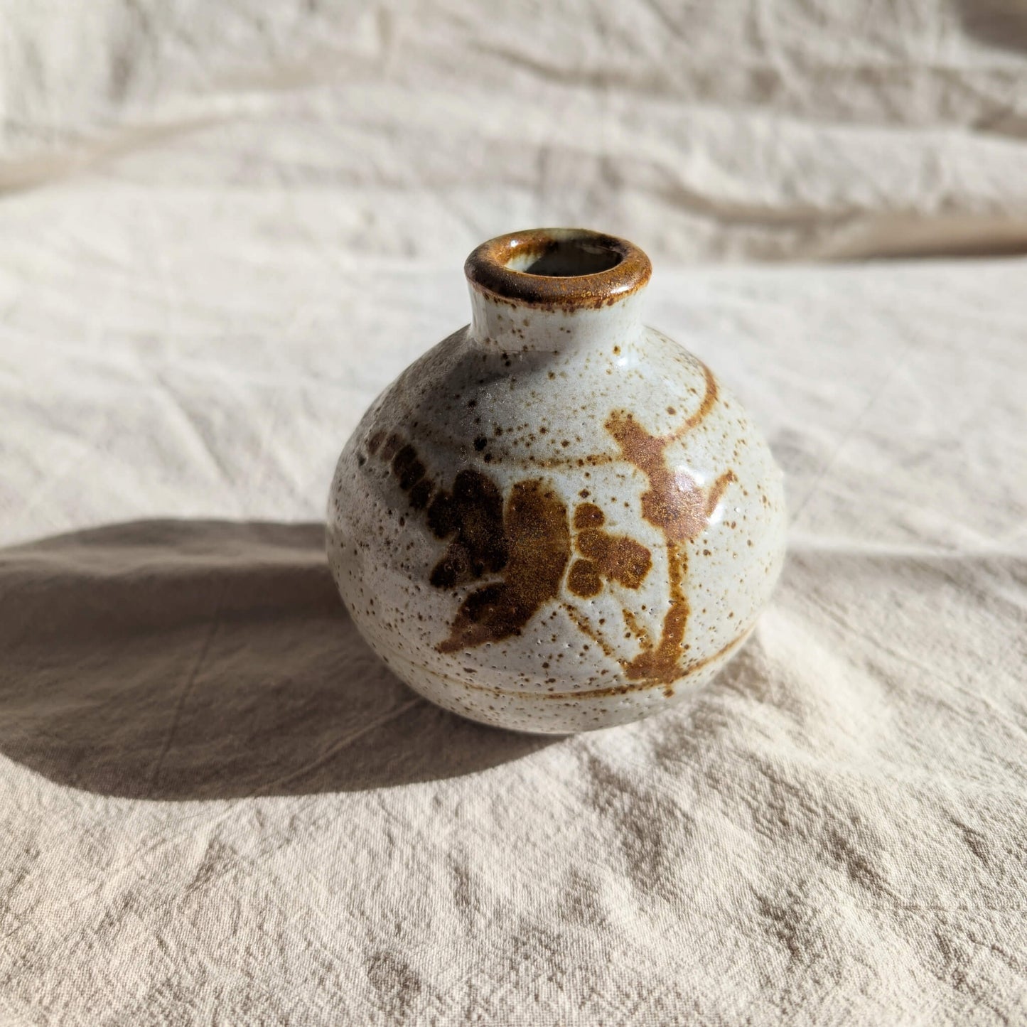 Vintage Stoneware Speckled Bud Vase