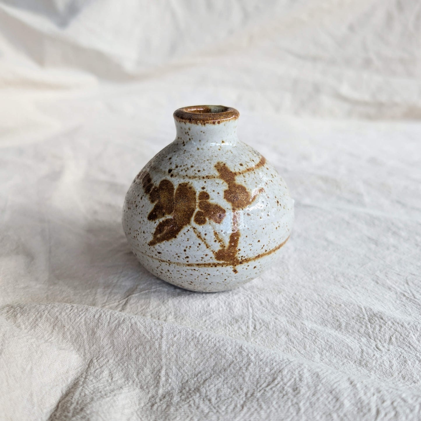 Vintage Stoneware Speckled Bud Vase