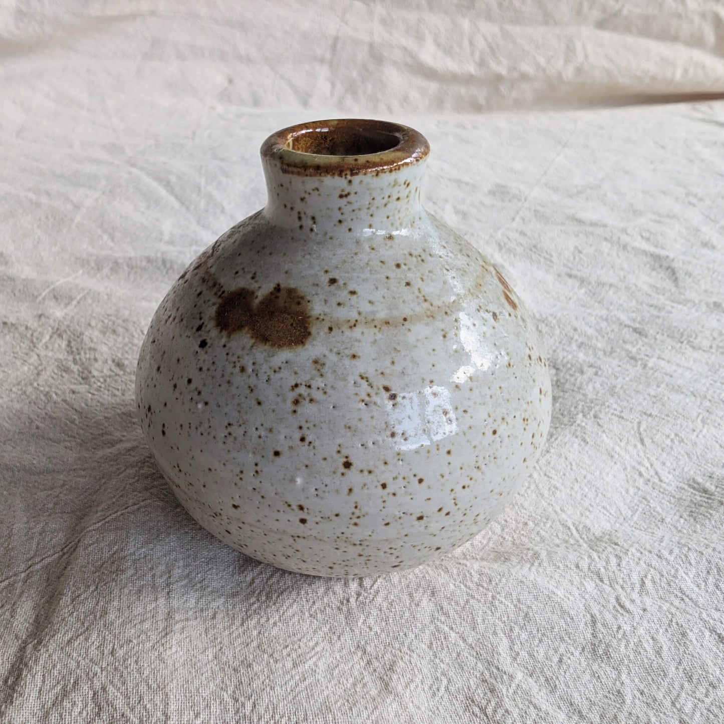 Vintage Stoneware Speckled Bud Vase