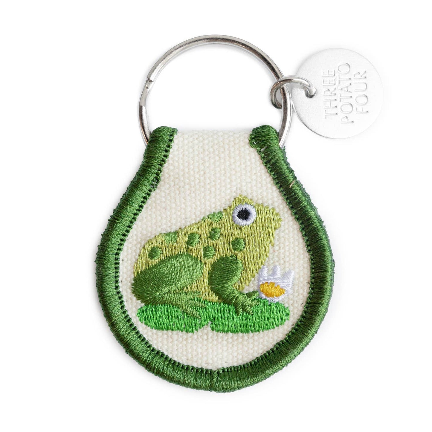 Embroidered Frog Patch Keychain