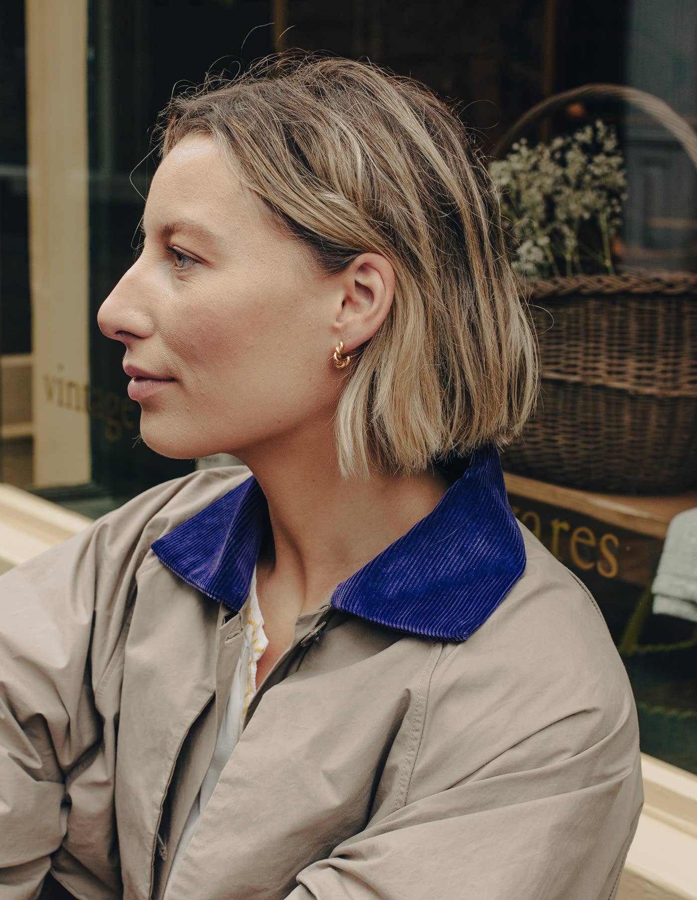 Gold Ridge Twist Hoop Earrings