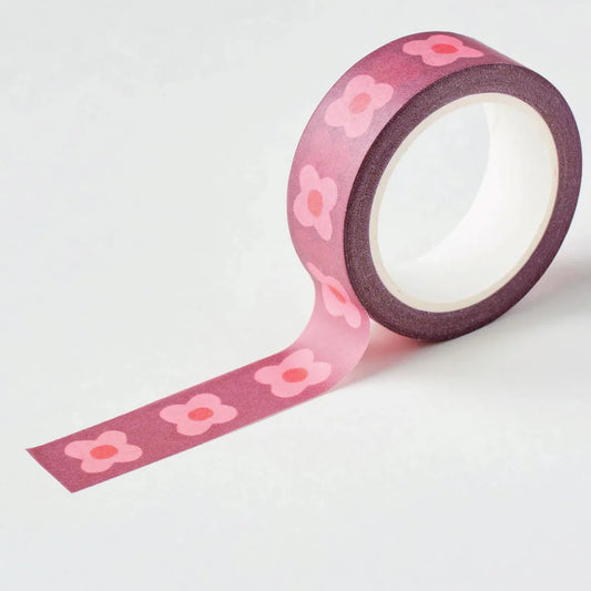 Pink Block Flower Washi Tape