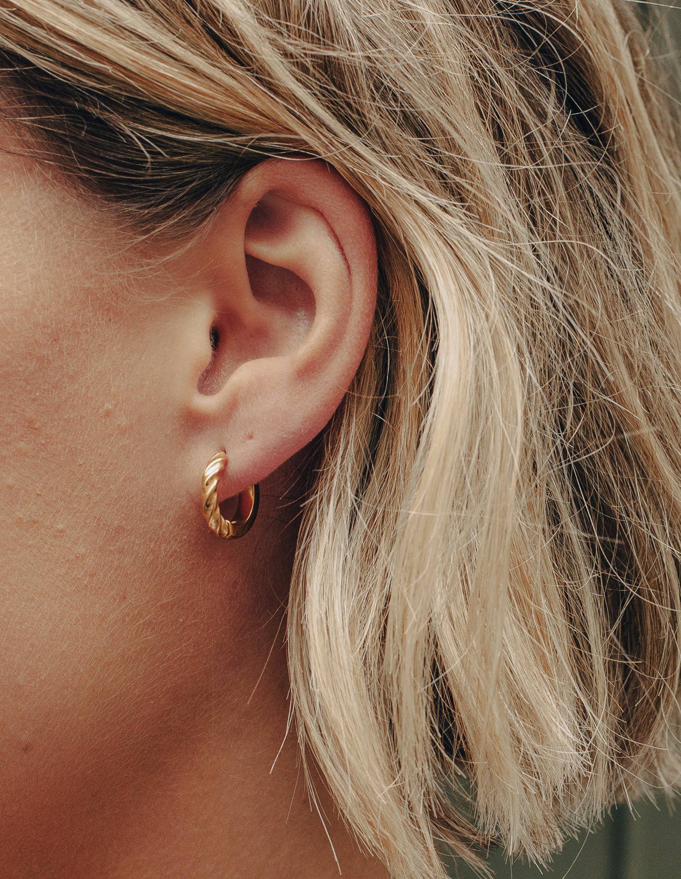 Gold Mini Twist Leverback Huggie Hoop Earrings