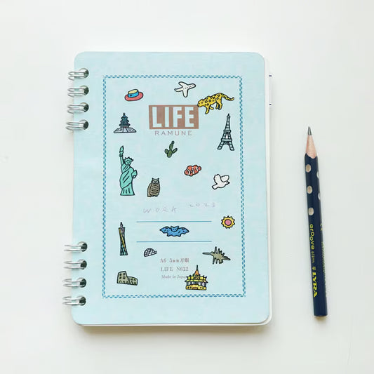 Zero Per Zero illustrated travel sticker sheet on notebook