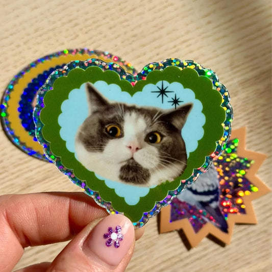 Love Cat Glitter Vinyl Sticker