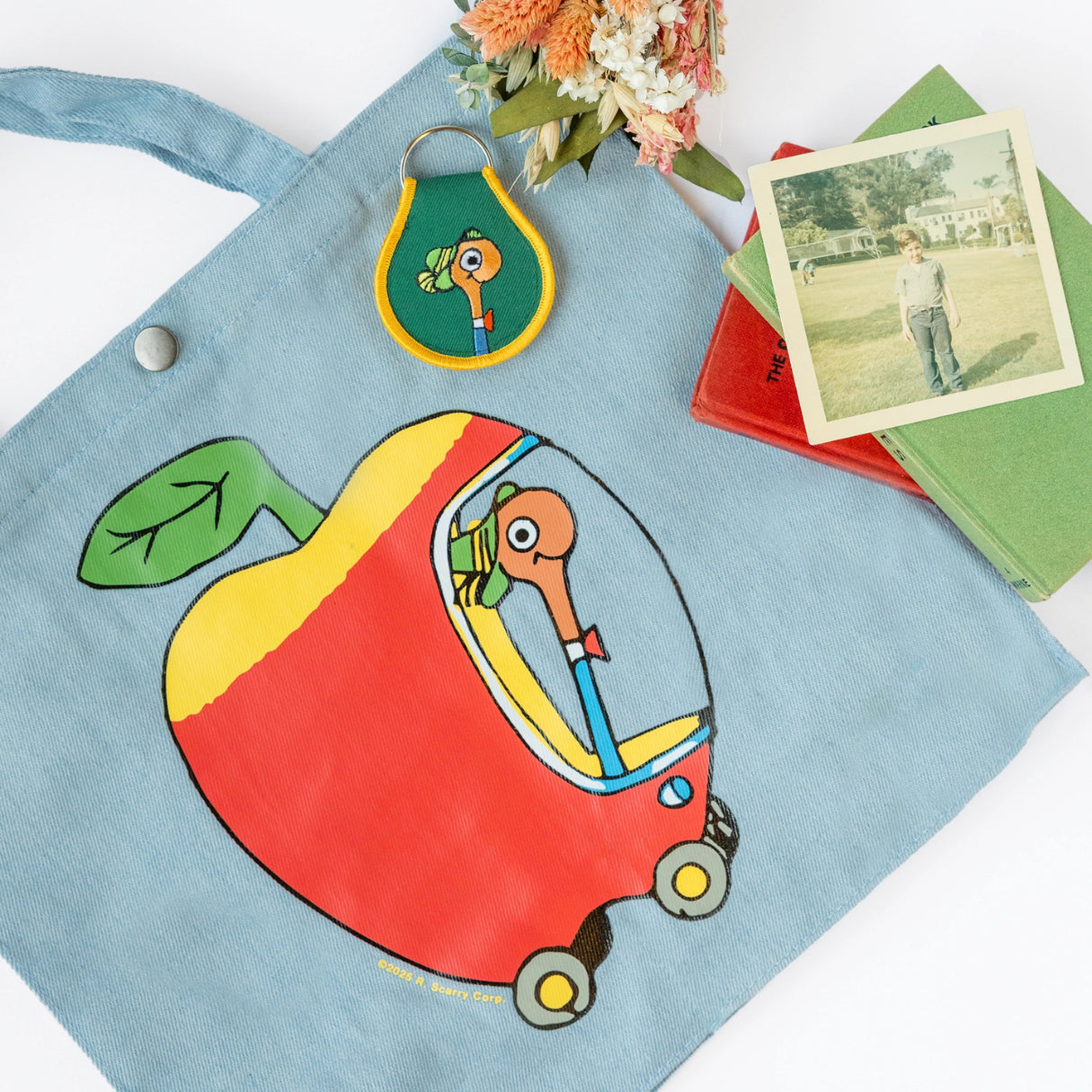 Richard Scarry Lowly Worm Apple Car Tote Bag