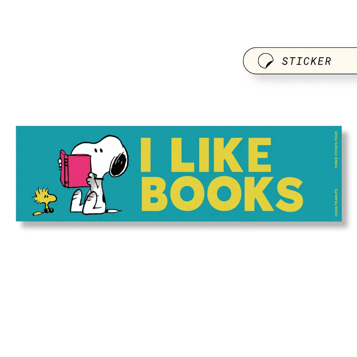 Snoopy 'I Like Books' Bumper Sticker