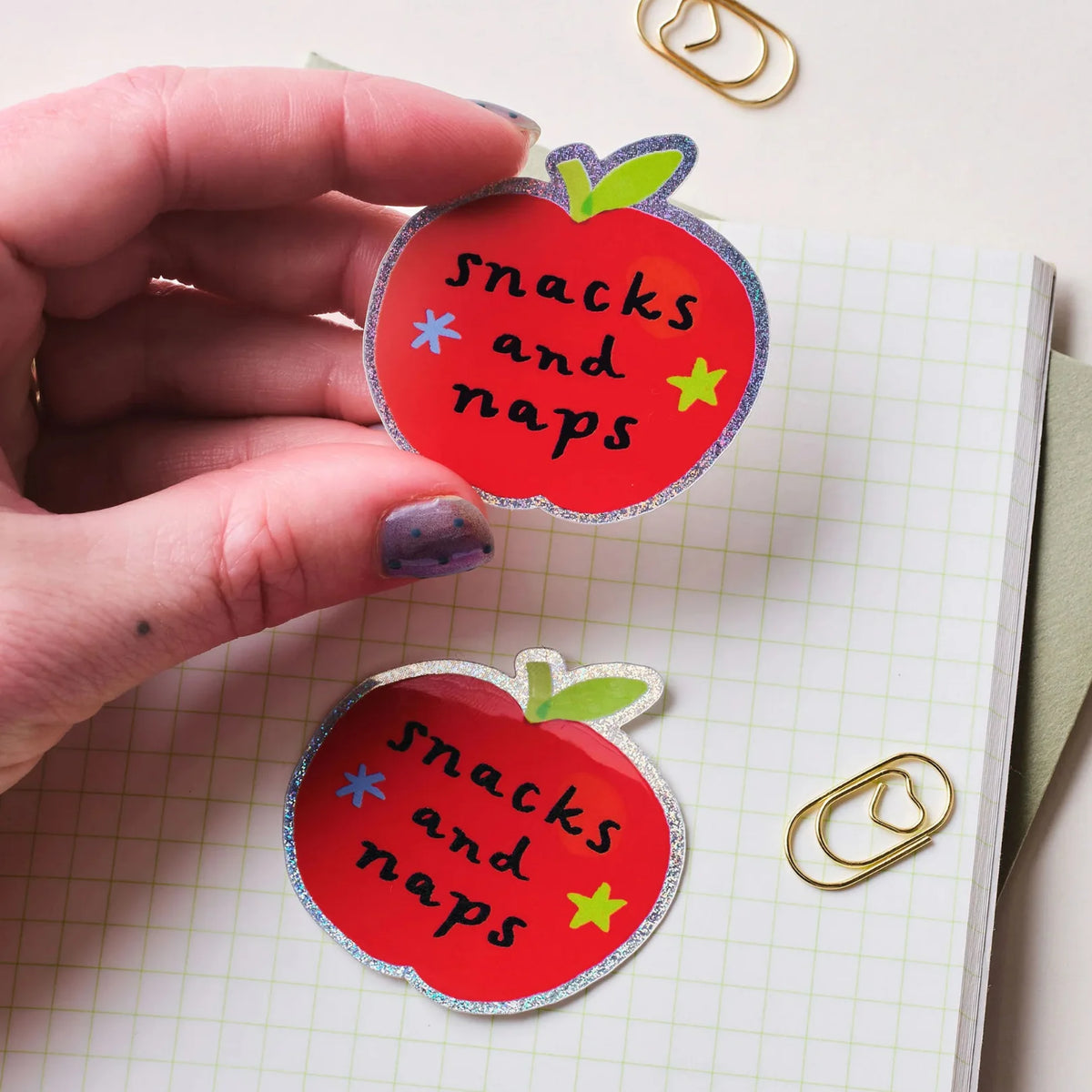 Snacks and Naps Holographic Vinyl Sticker