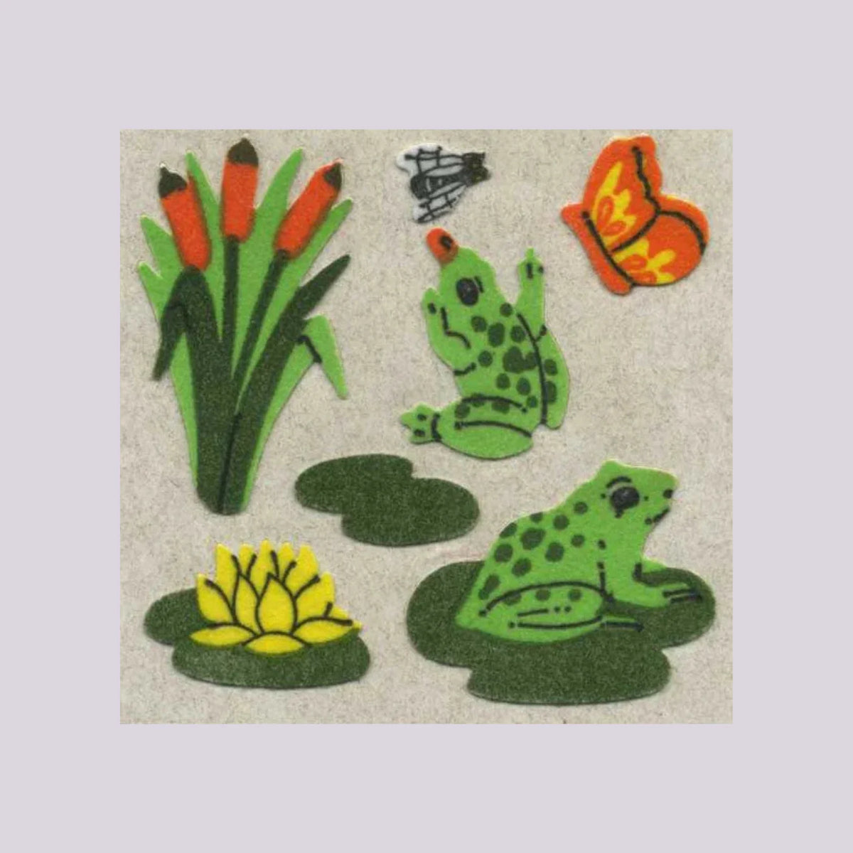 Stickermagic Fuzzy Frog & Lily Pad Mini Sticker Sheet