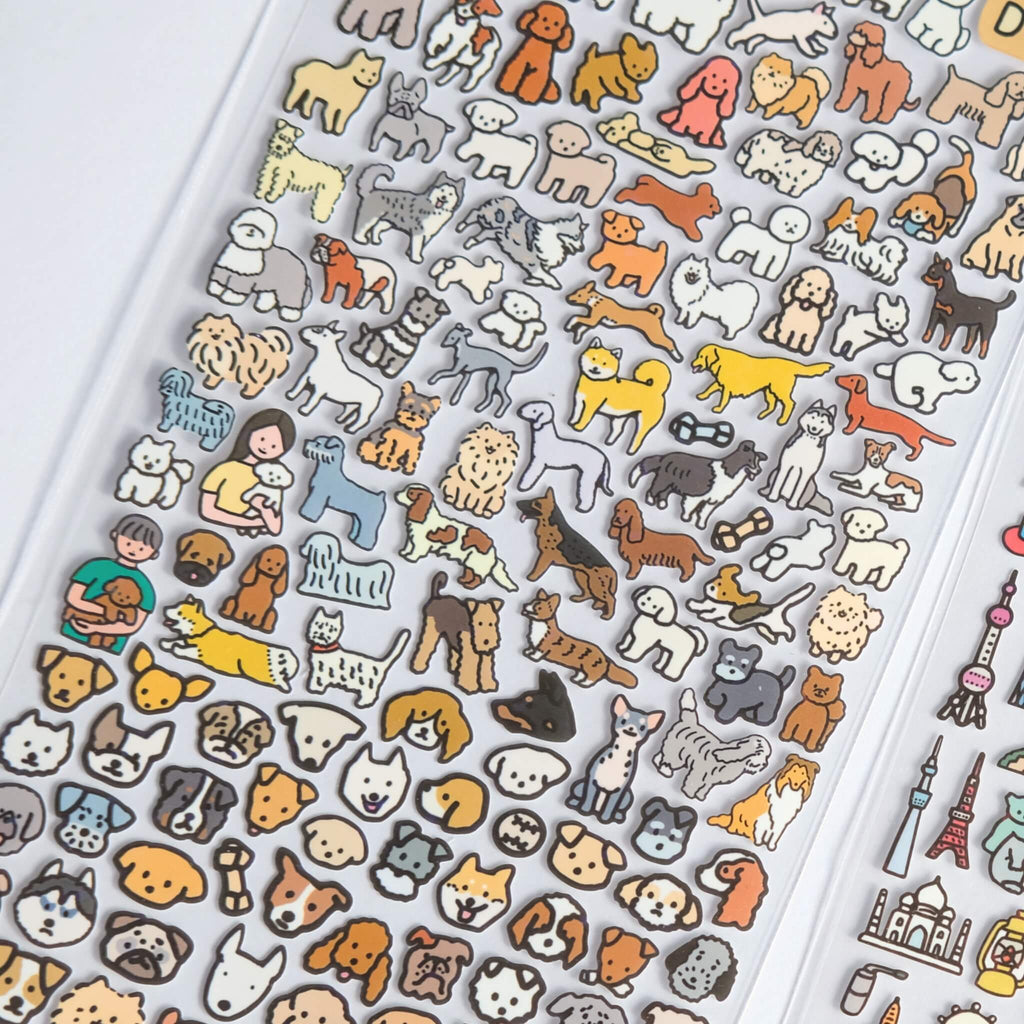 Zero Per Zero illustrated sticker sheet dog theme