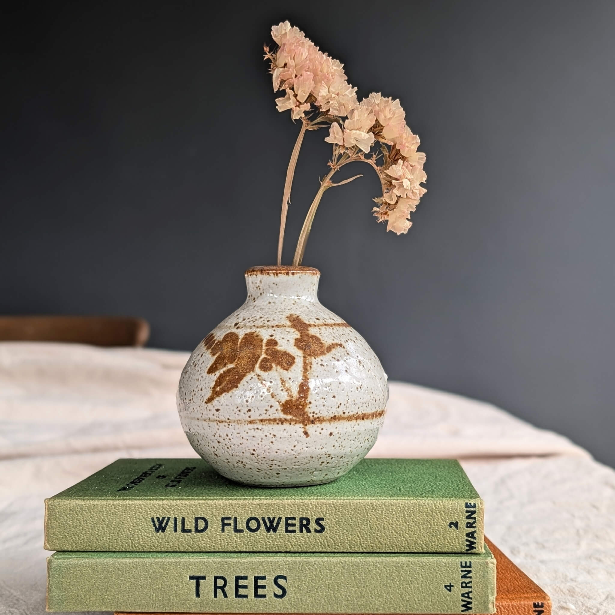 Vintage Stoneware Speckled Bud Vase