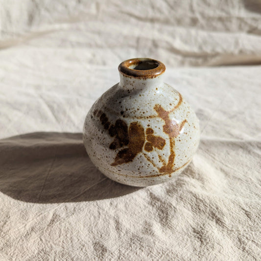 Vintage Stoneware Speckled Bud Vase