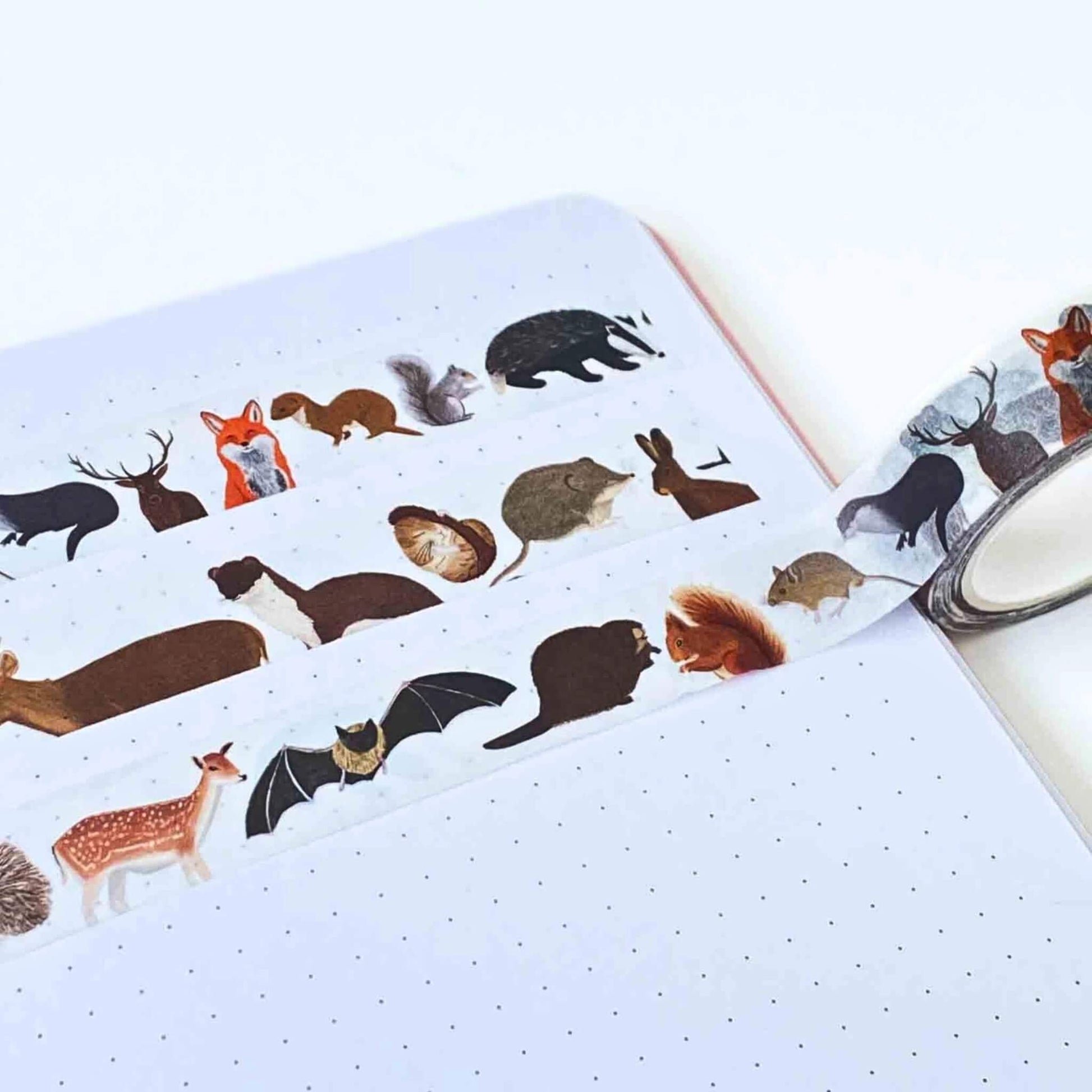 detail of woodland animal washi tape design