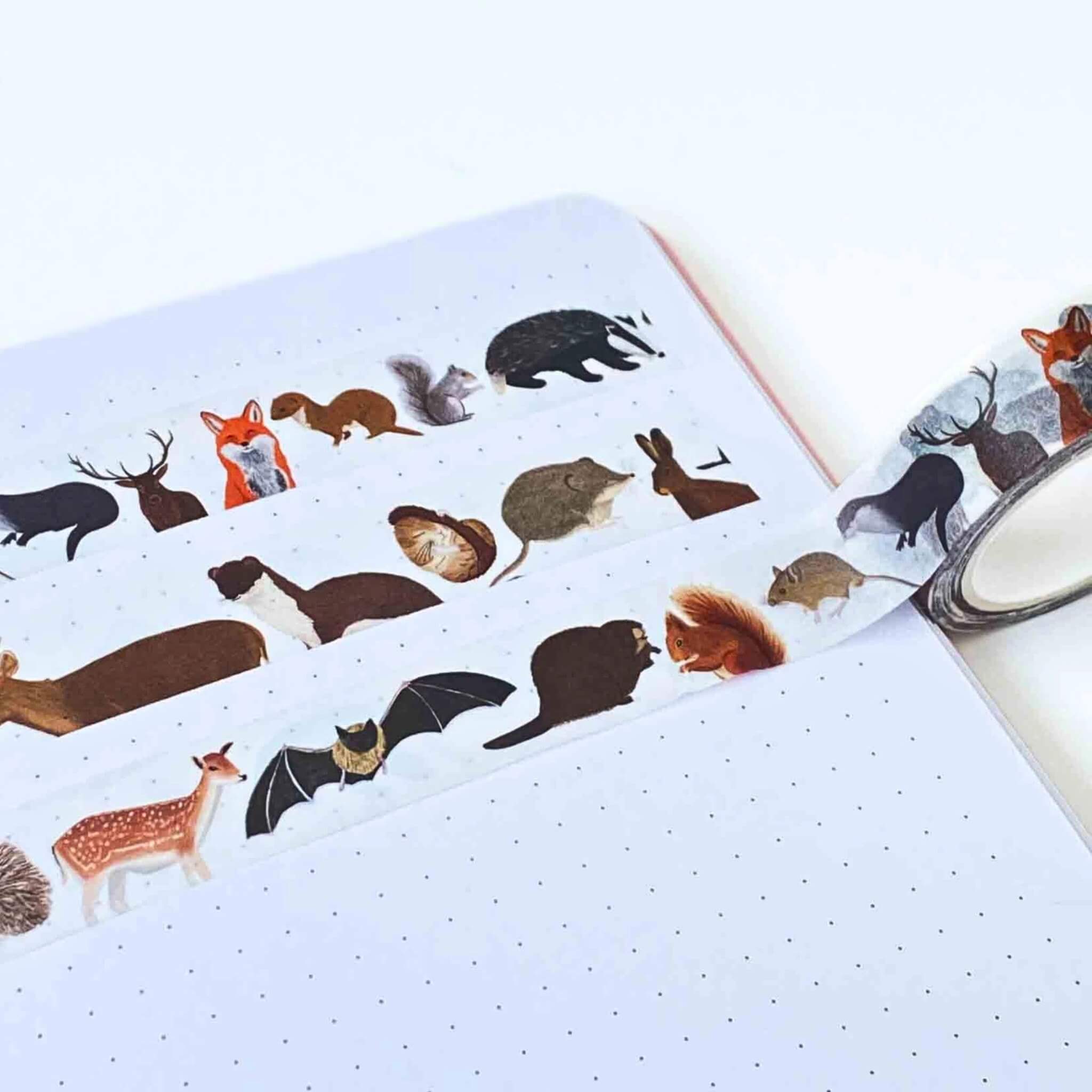 detail of woodland animal washi tape design