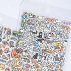 illustrated sticker sheet cat themed
