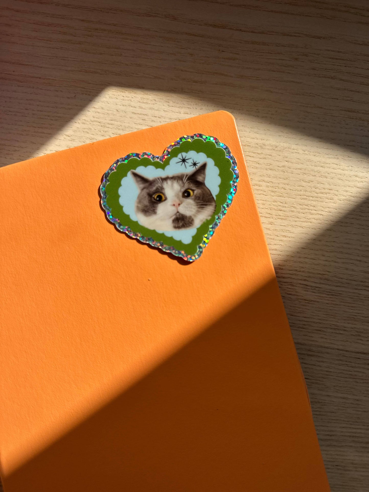Love Cat Glitter Vinyl Sticker 