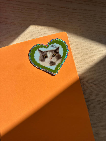 Love Cat Glitter Vinyl Sticker 