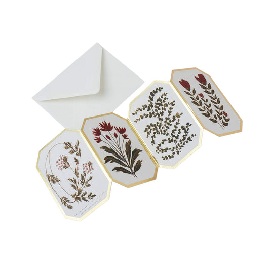 Concertina Red Flower Botanical Card - Blank
