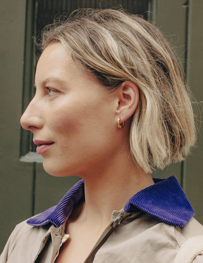 Gold Mini Twist Leverback Huggie Hoop Earrings