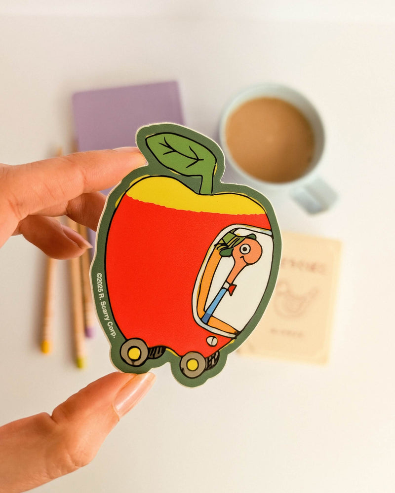 Richard Scarry Lowly Worm Apple Car Sticker