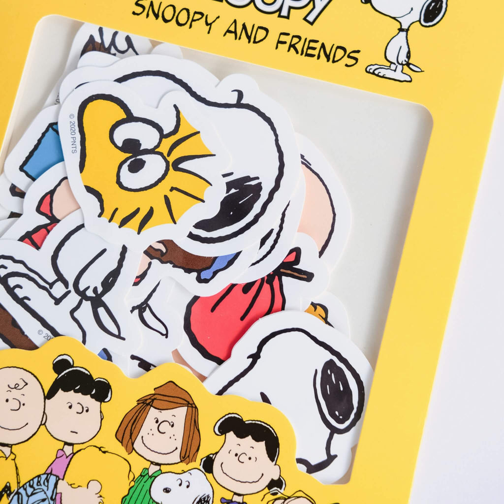 Snoopy stickers showing packet up close