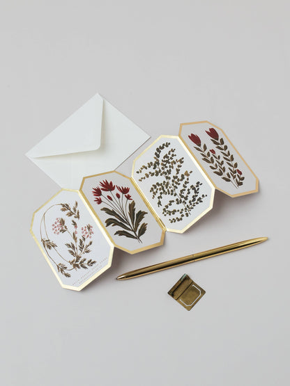 Concertina Red Flower Botanical Card - Blank
