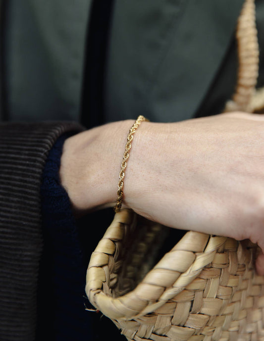 Gold 3mm Rope Twist Bracelet