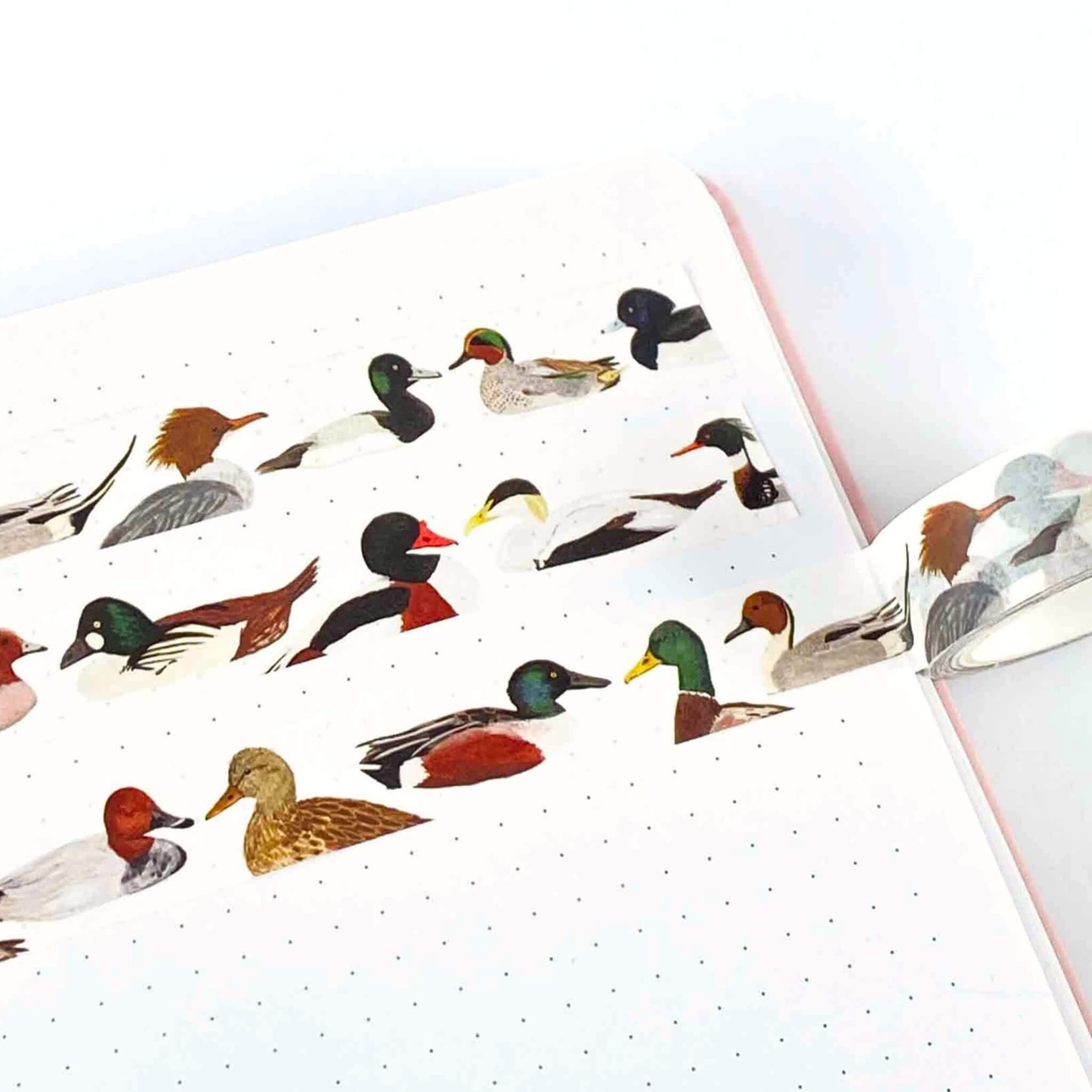 close up of detail of british ducks washi tape