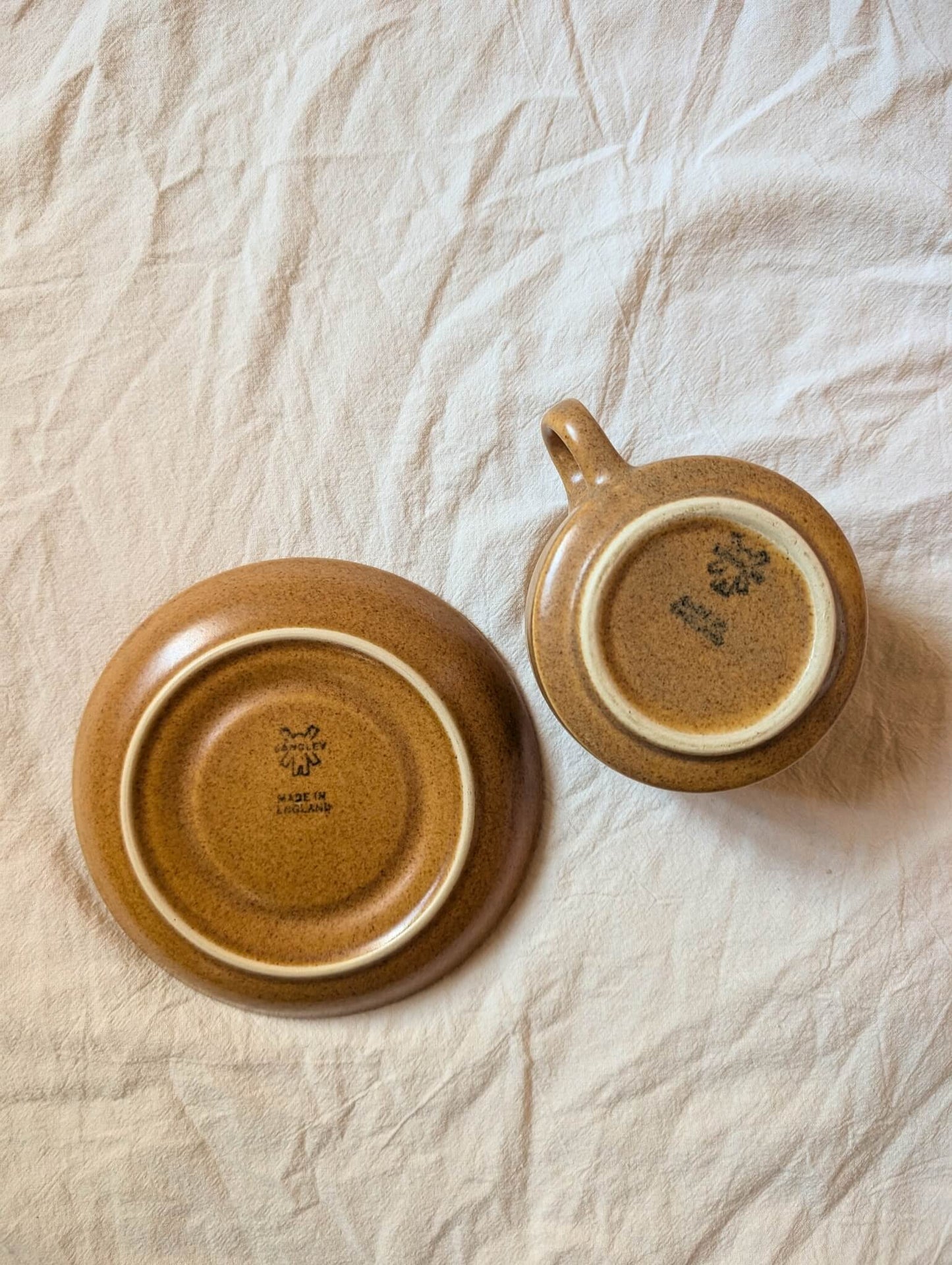 Vintage Honey-Glazed Denby Stoneware Cup & Saucer