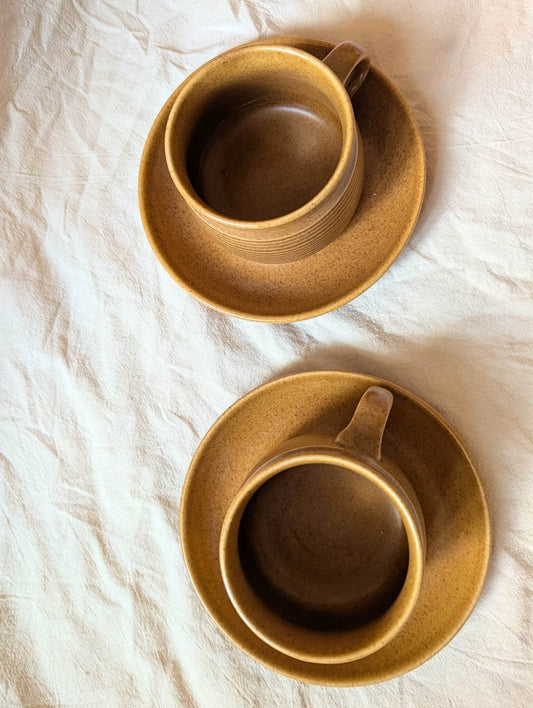 Vintage Honey-Glazed Denby Stoneware Cup & Saucer