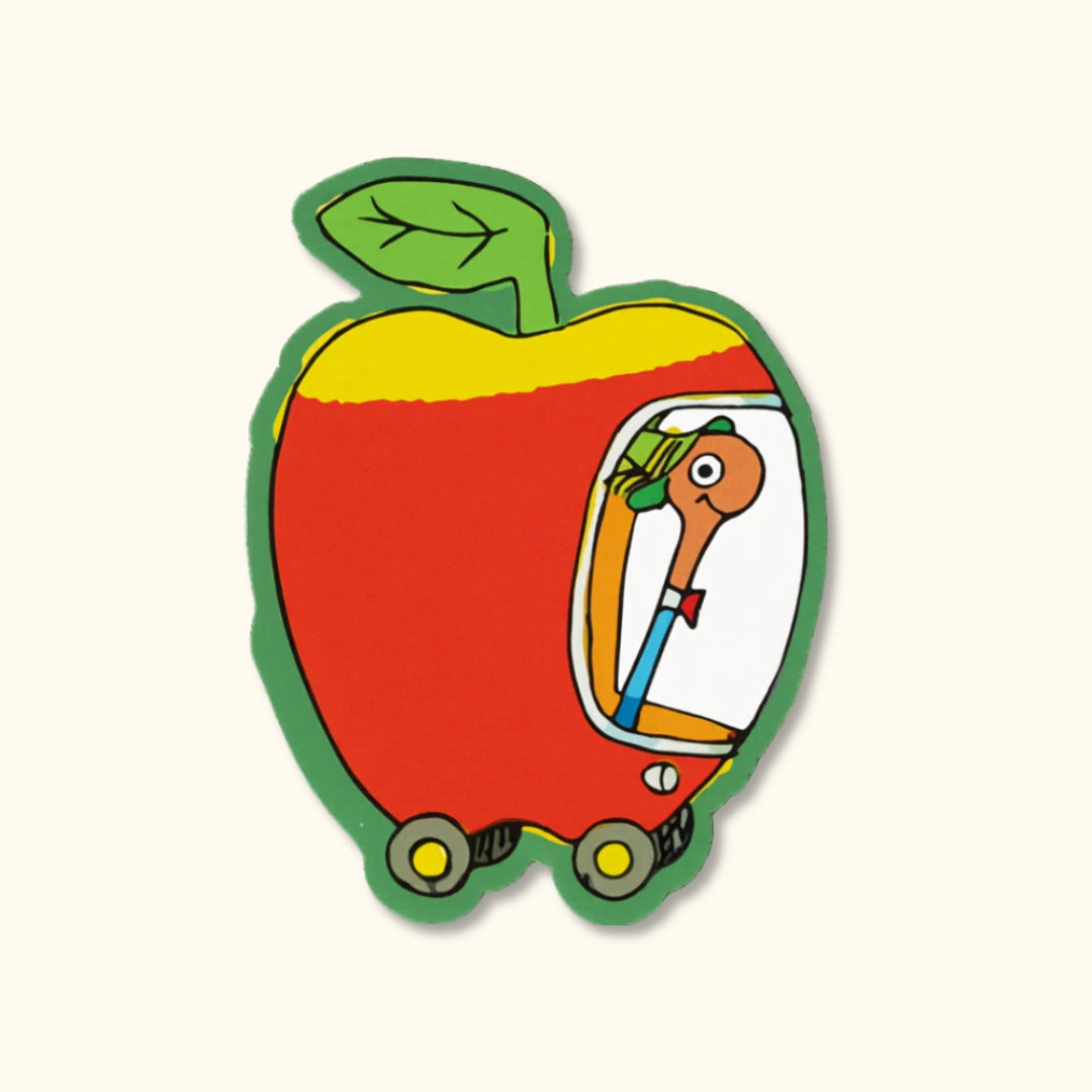 Richard Scarry Lowly Worm apple car vinyl sticker