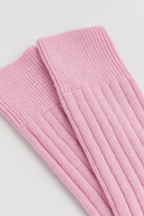 merino wool texture shown on pairs bed socks in sugar pink