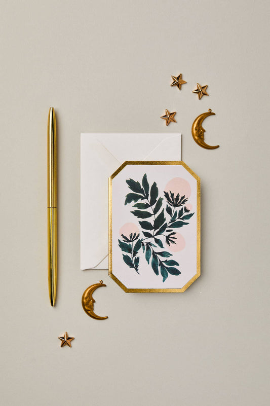 Peonies Botanical Card - Blank Inside