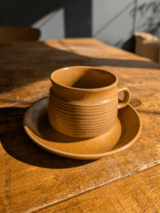 Vintage Honey-Glazed Denby Stoneware Cup & Saucer