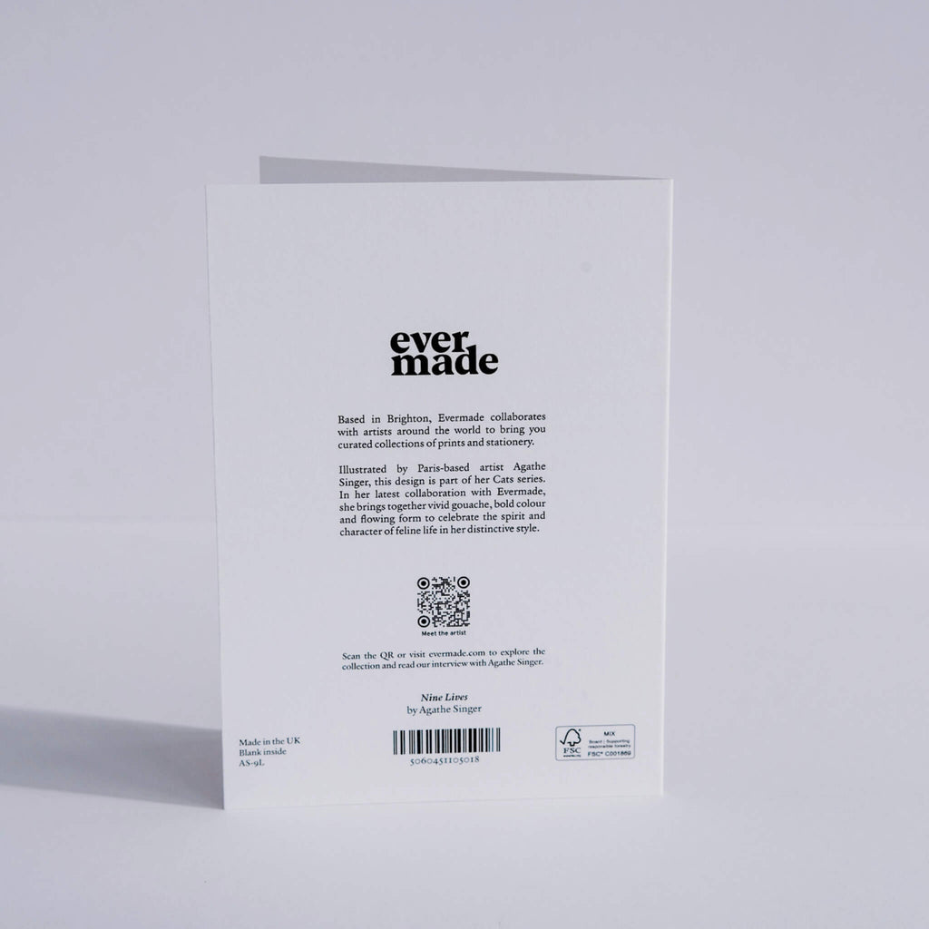 Back of Nine Lives Greetings Card by Agathe Singer
