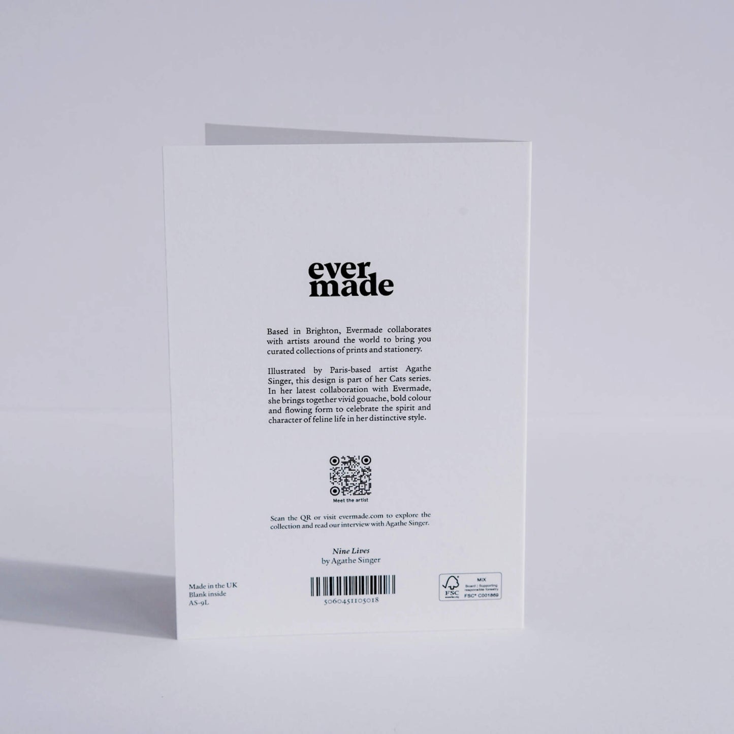 Back of Nine Lives Greetings Card by Agathe Singer