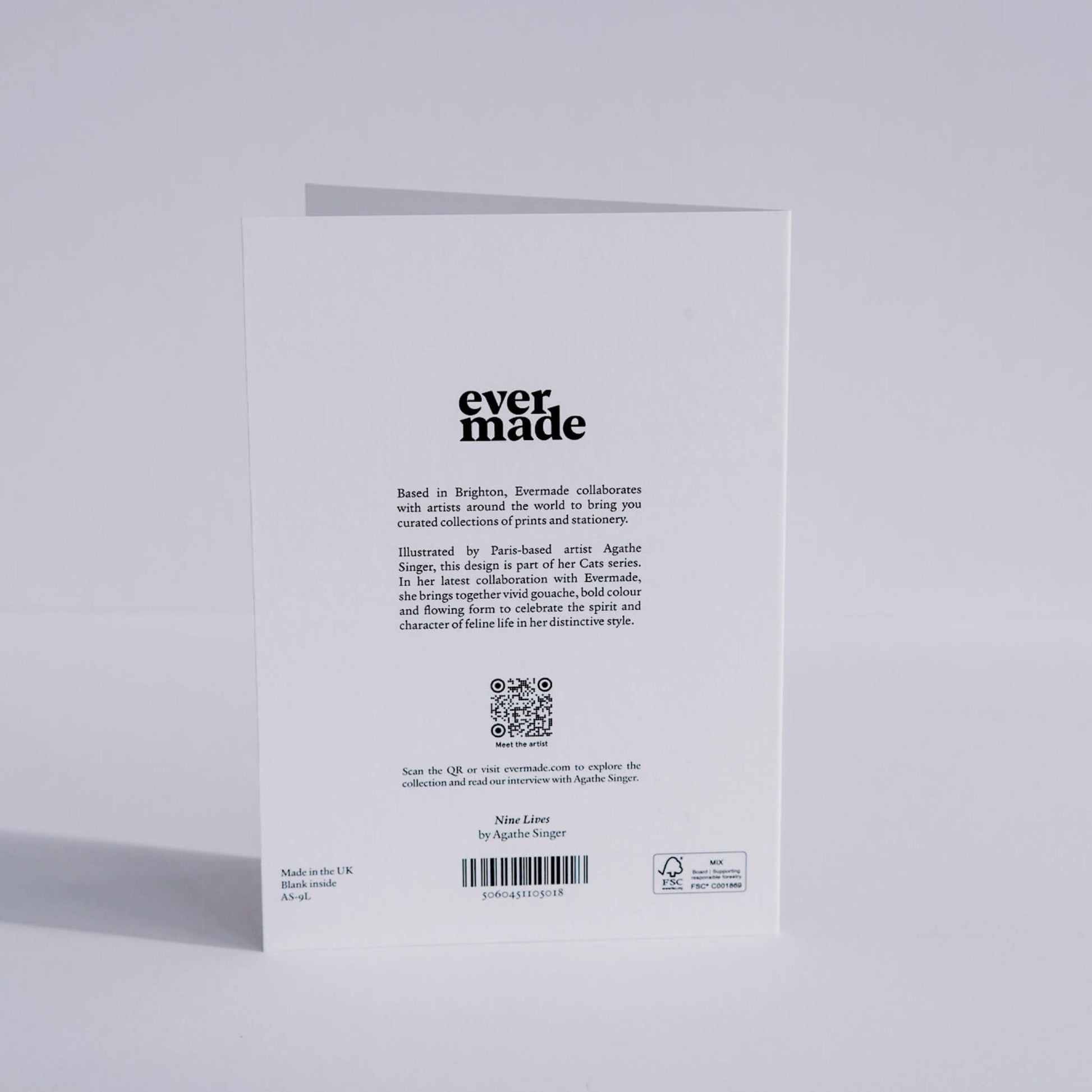 Back of Nine Lives Greetings Card by Agathe Singer