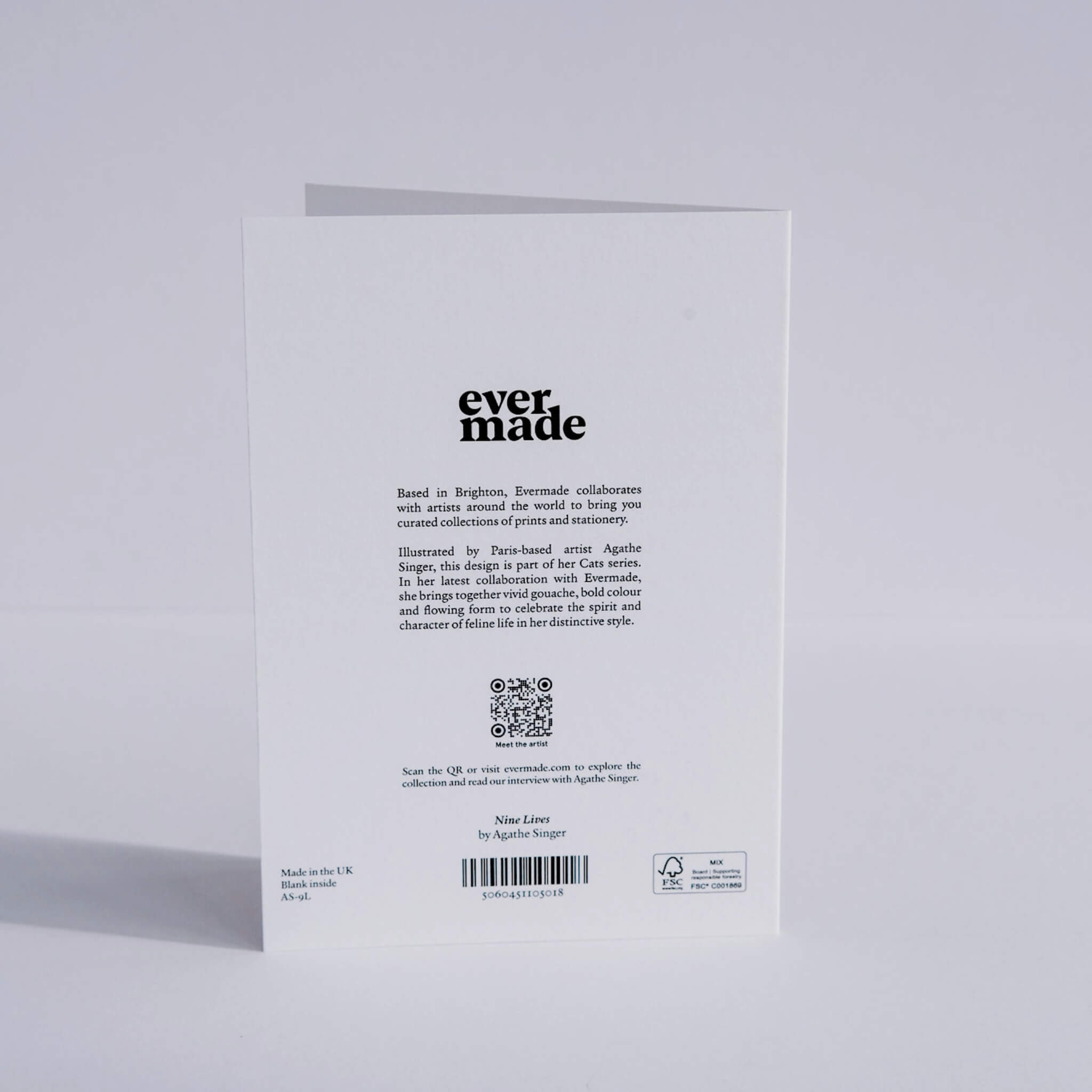 Back of Nine Lives Greetings Card by Agathe Singer