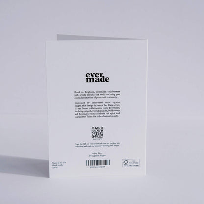 Back of Nine Lives Greetings Card by Agathe Singer