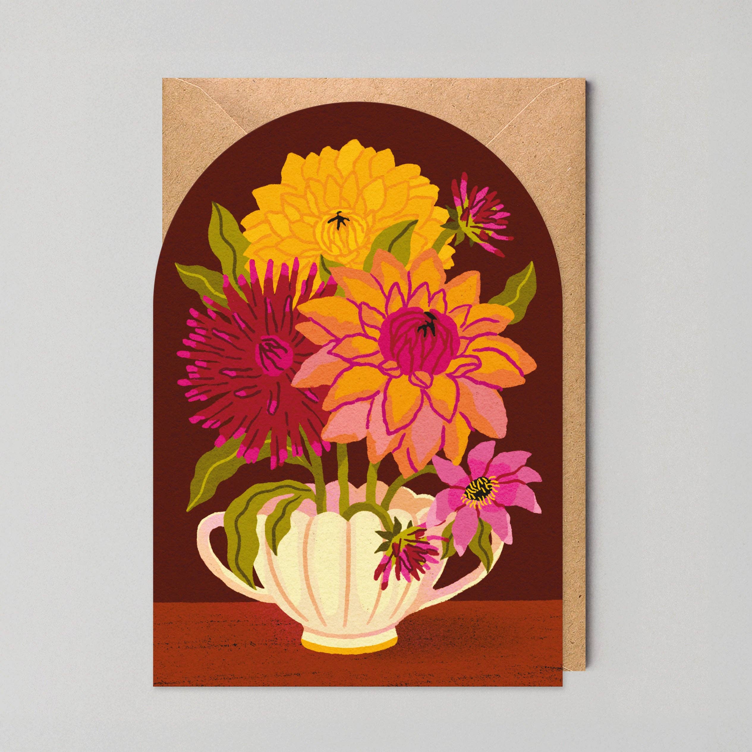 Dahlia Floral Greeting Card by Studio Boketto