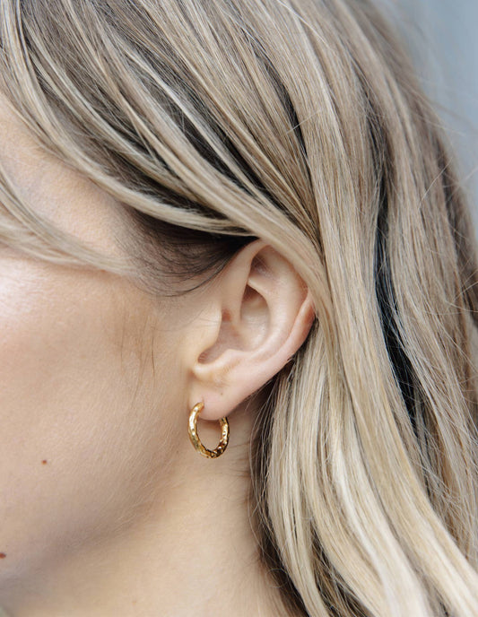 Gold Hammered Hoop Earrings
