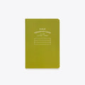 A6 lined notebook in green with stitched binding