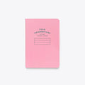A6 lined notebook in pink with stitched binding
