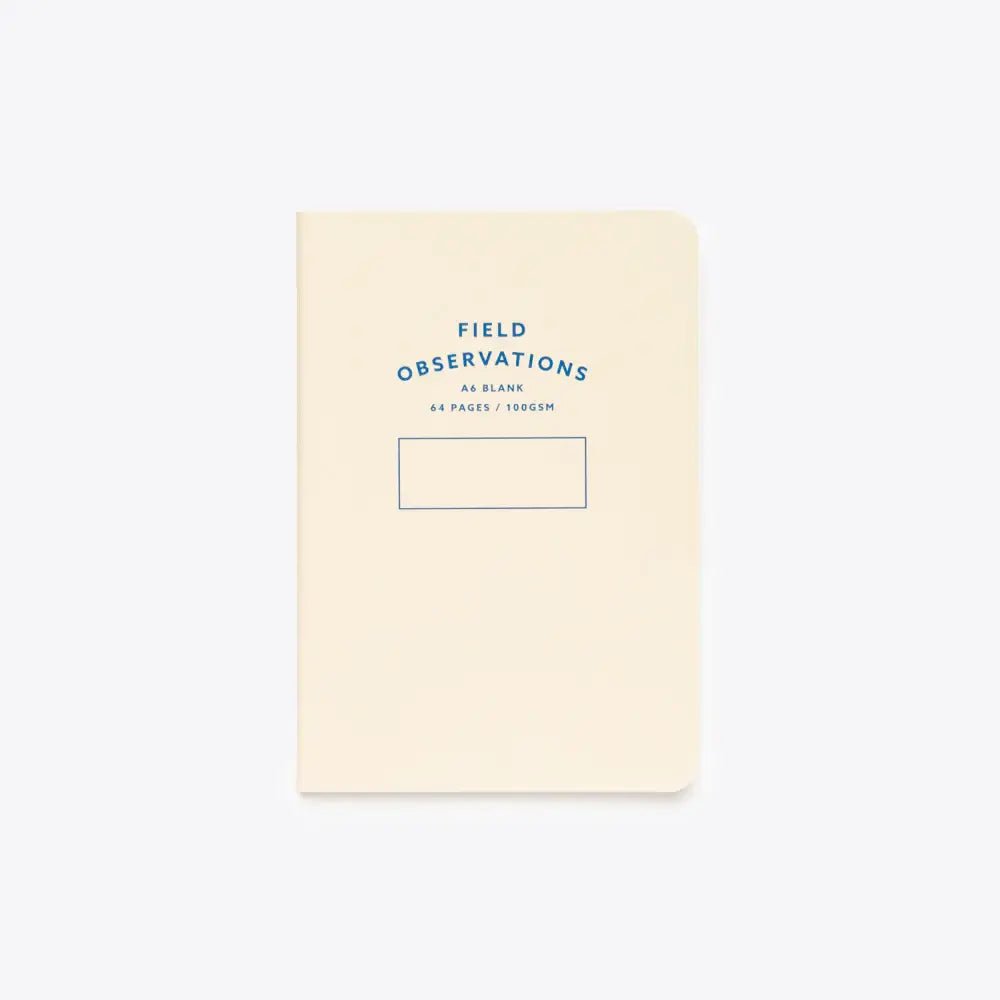 A6 blank notebook in white with stitched binding