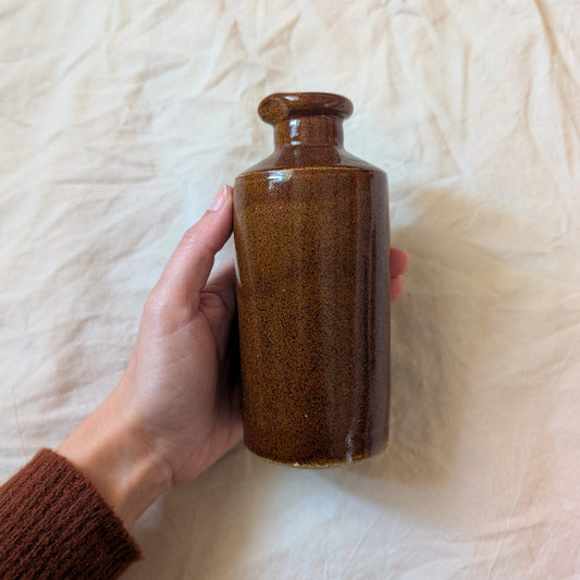 Antique Stoneware Ink Bottle in Rich Treacle Glaze