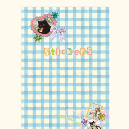 A5 gingham sticker keeper book