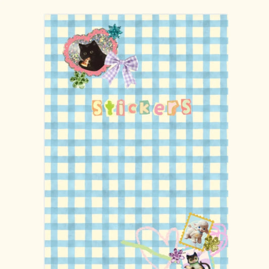 A5 gingham sticker keeper book