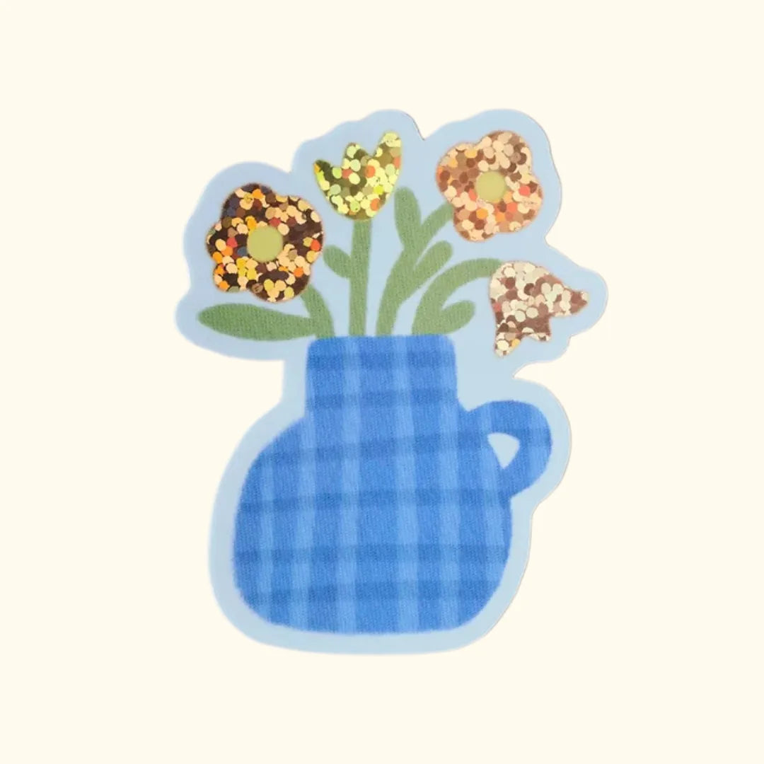 Flower Vase Holographic Vinyl Sticker