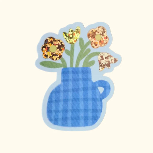 Flower Vase Holographic Vinyl Sticker